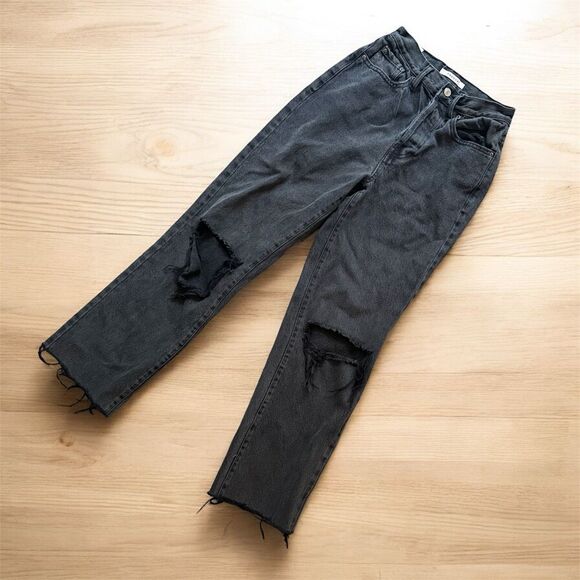 PacSun Gray Black Denim Jeans Dad 24” Distressed Retro Mom - Picture 1 of 4